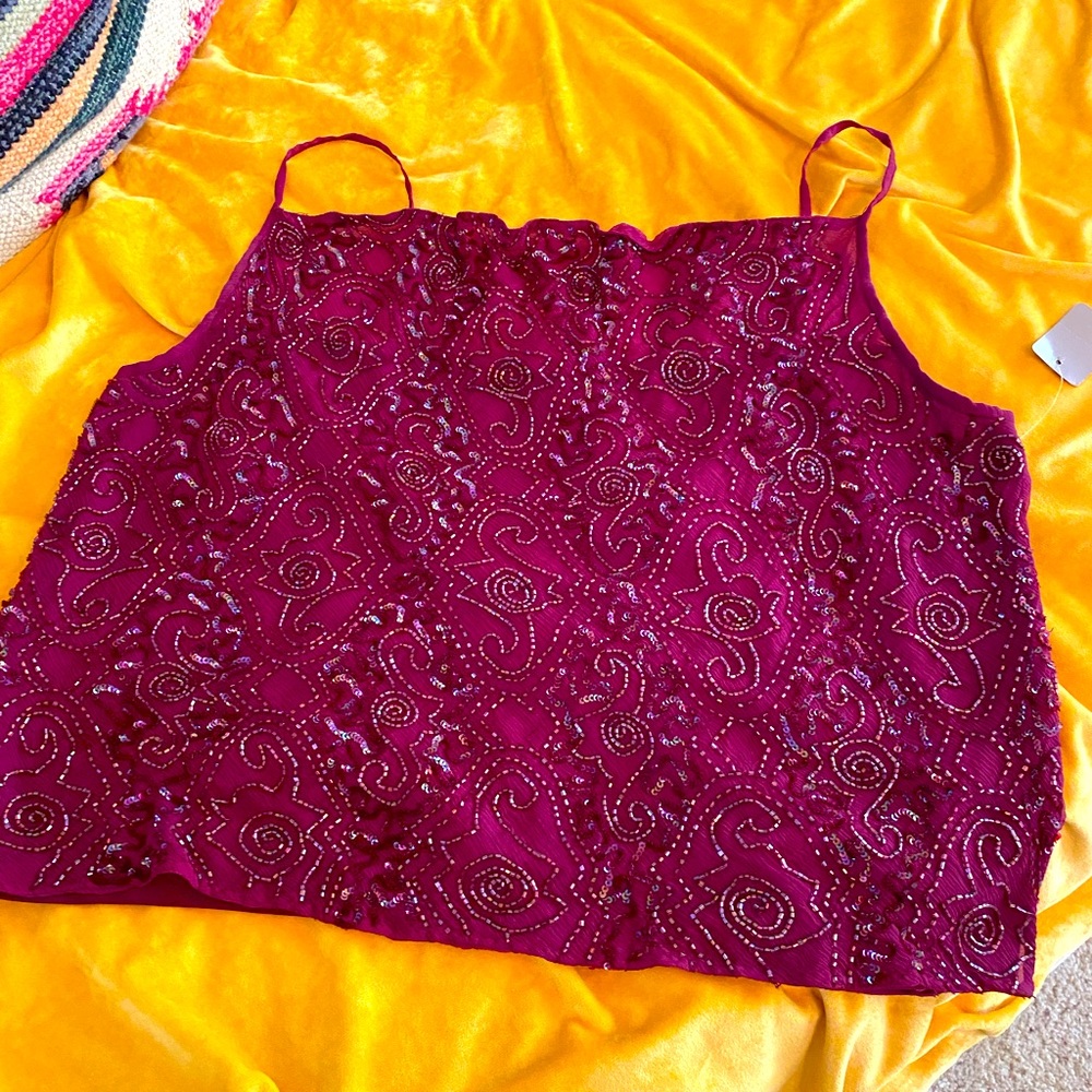 Vintage silk beaded crop top
